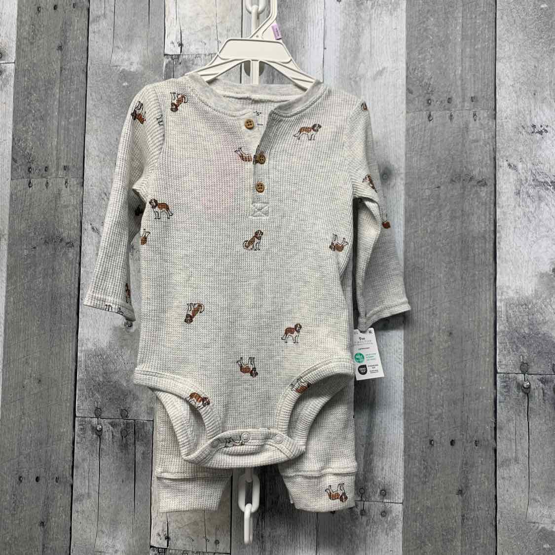 Size 9 Months Gray Print Carter's Shirt/Pants