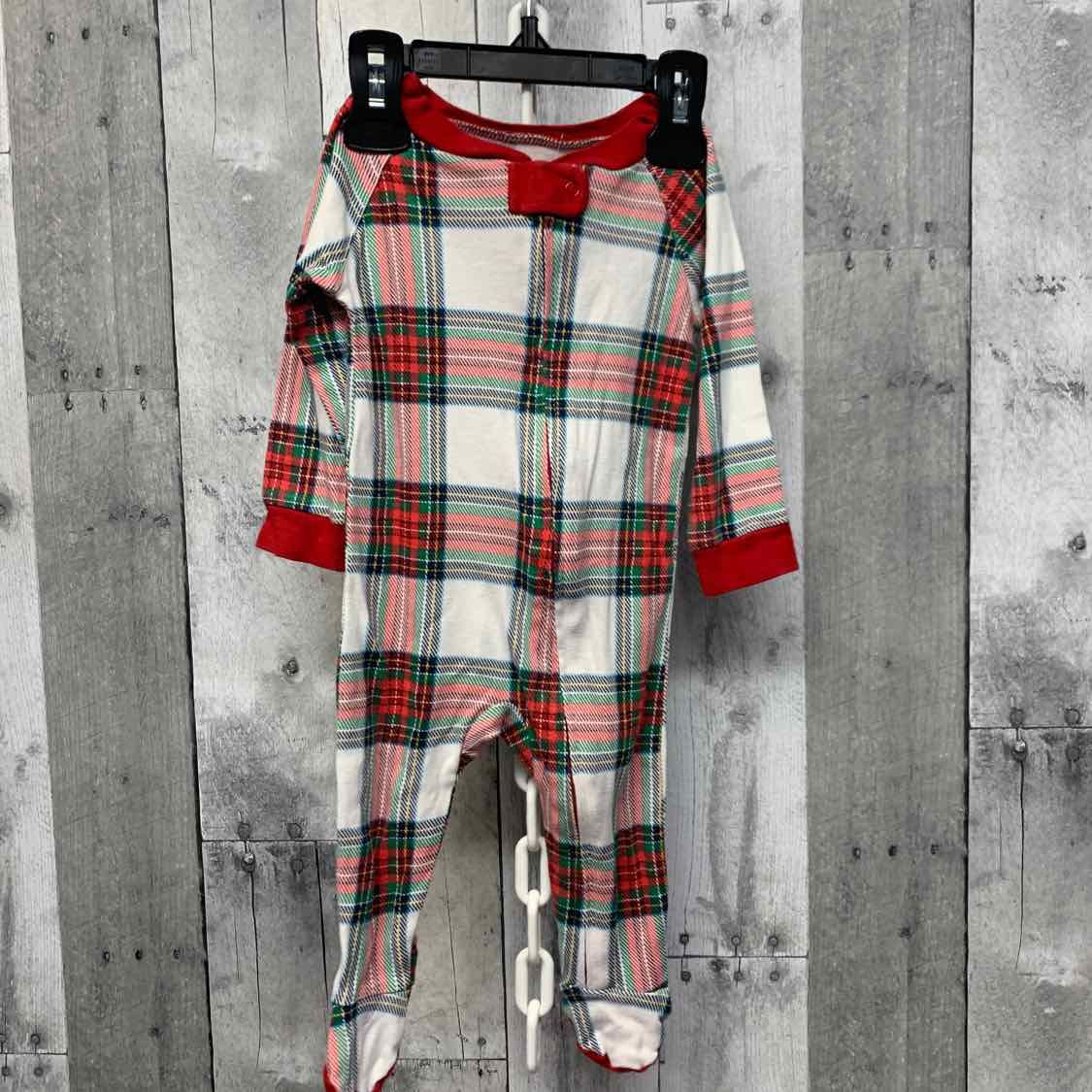 Size 3-6 Months White/Red Holiday Brands Footy PJs