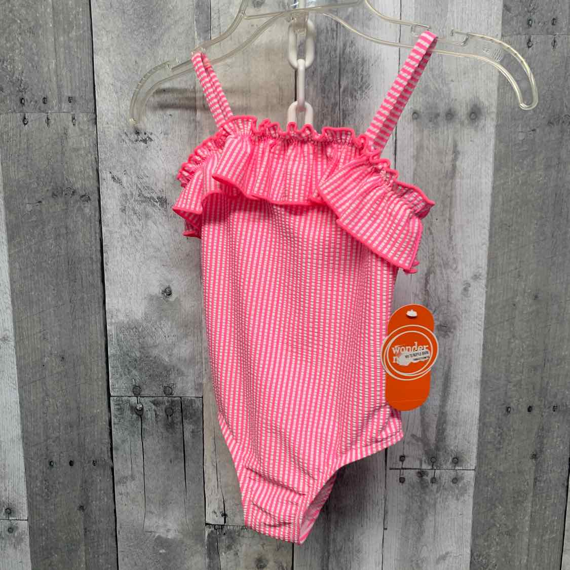Size 4T Pink Striped Wonder Nation Swim Suit - 1pc
