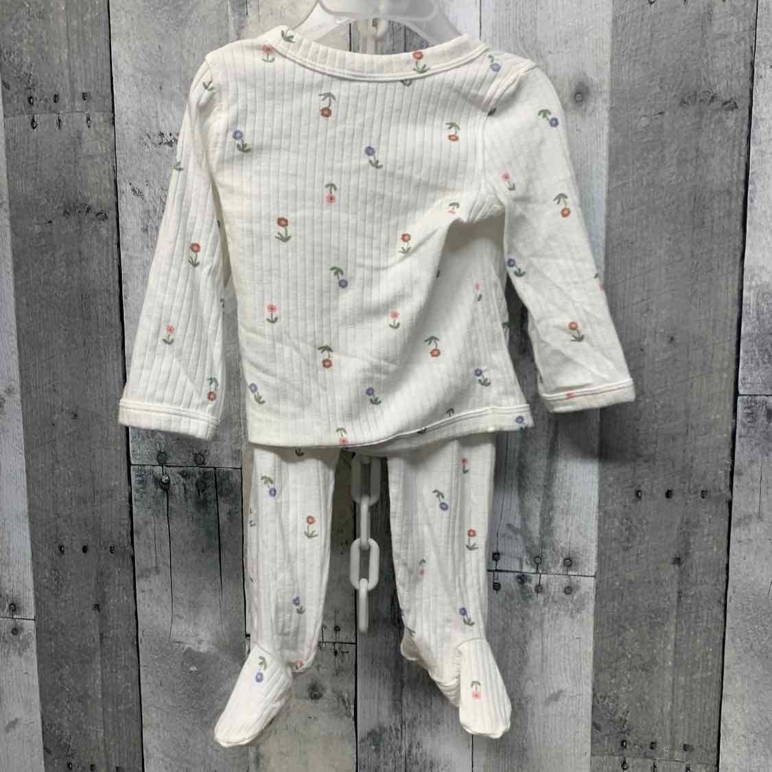 Size 6 Months White Floral Print Just One You Shirt/Pants