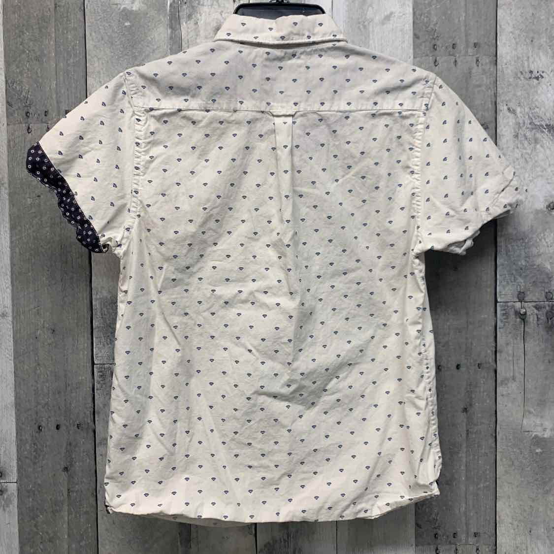 Size 8 White/Blue B Brand Button Up