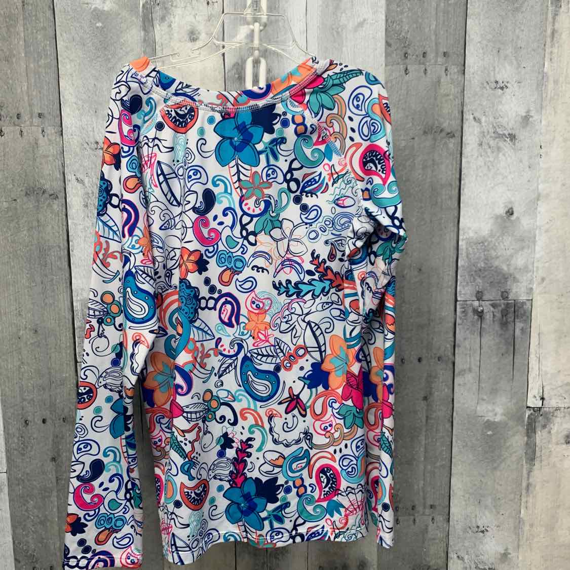 Size Large White/Blue Reel Legends Swim Top