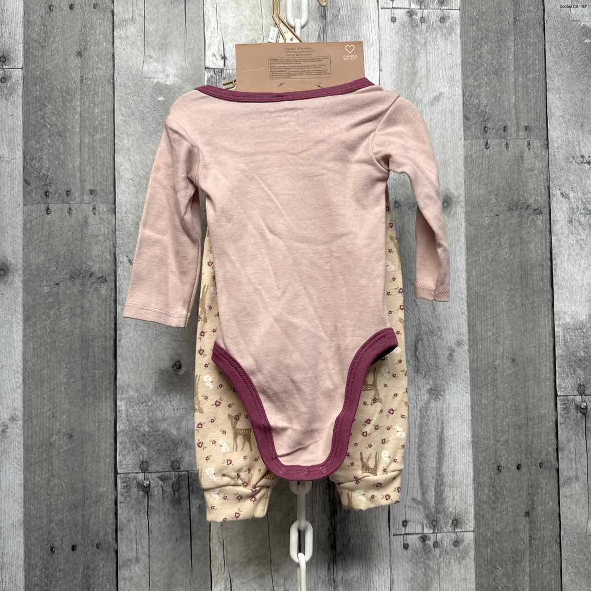 Size 0-3 Months Tan/Purple Chick Pea Shirt/Pants