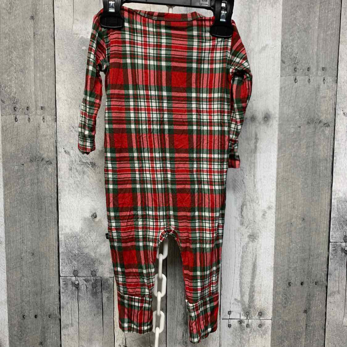 Size 3-6 Months Red Plaid Bamboo Footy PJs