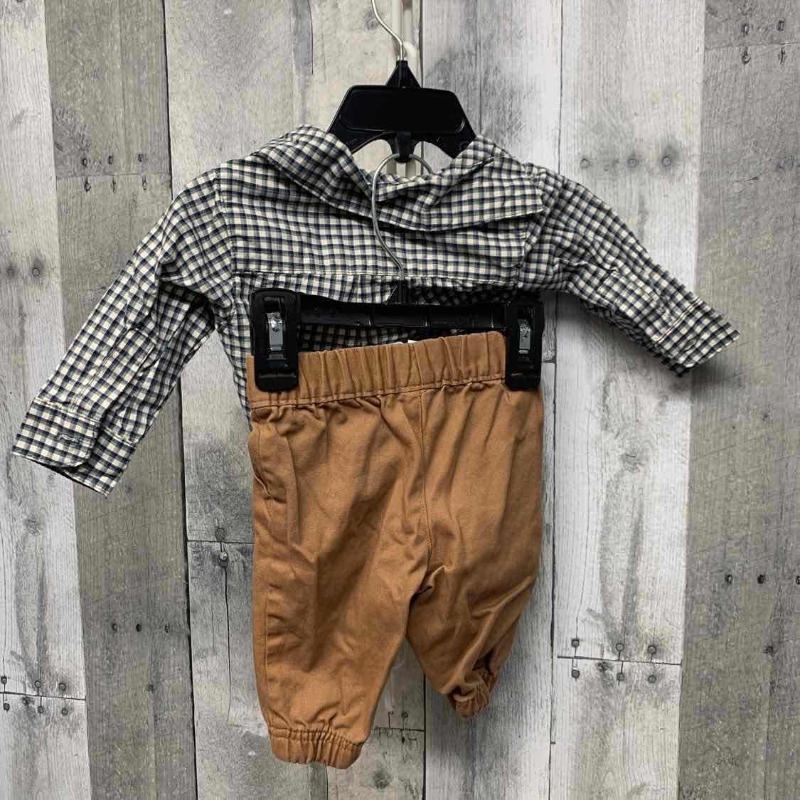 Size 3 Months Navy/Tan Just One You Shirt/Pants