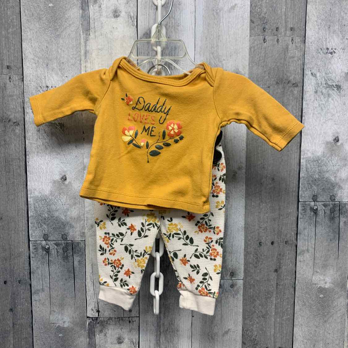 Size 0-3 Months Yellow/White Baby Gear Shirt/Pants