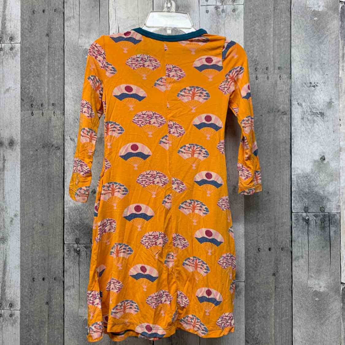 Size 2T Orange/Blue Bamboo LS Dress