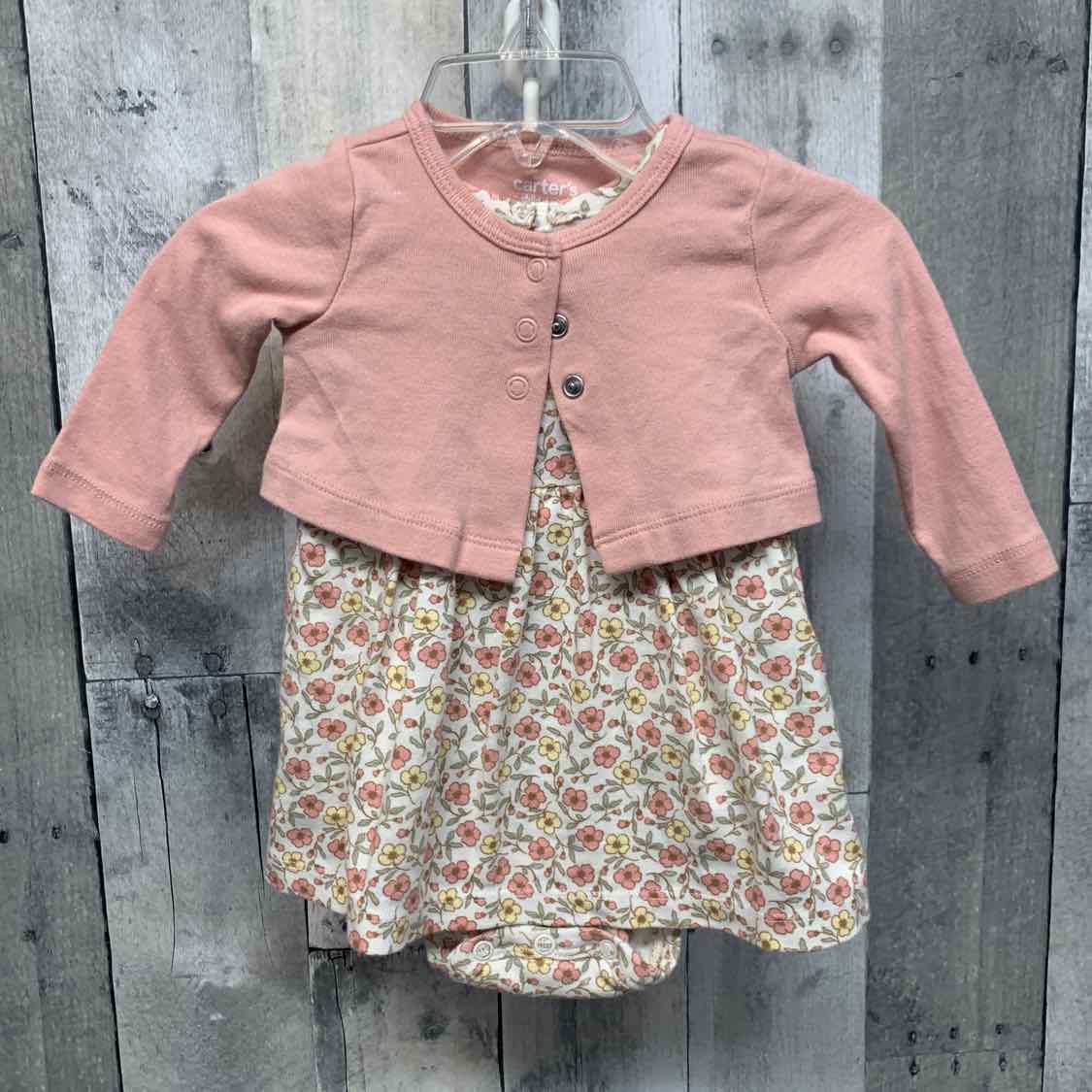 Size 0-3 Months White/Pink Child of Mine 2pc Dress