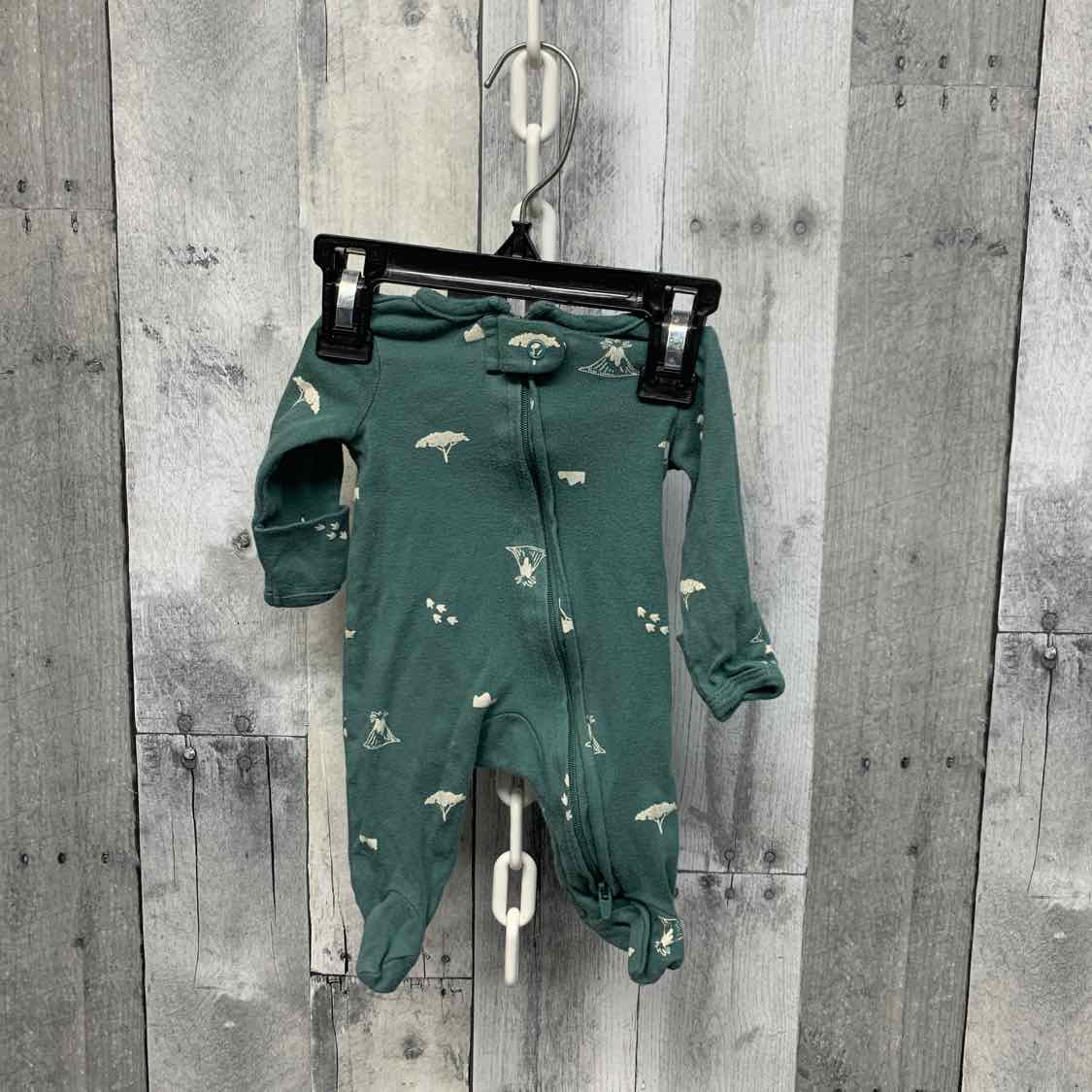 Size Preemie Green Print Child of Mine Footy PJs