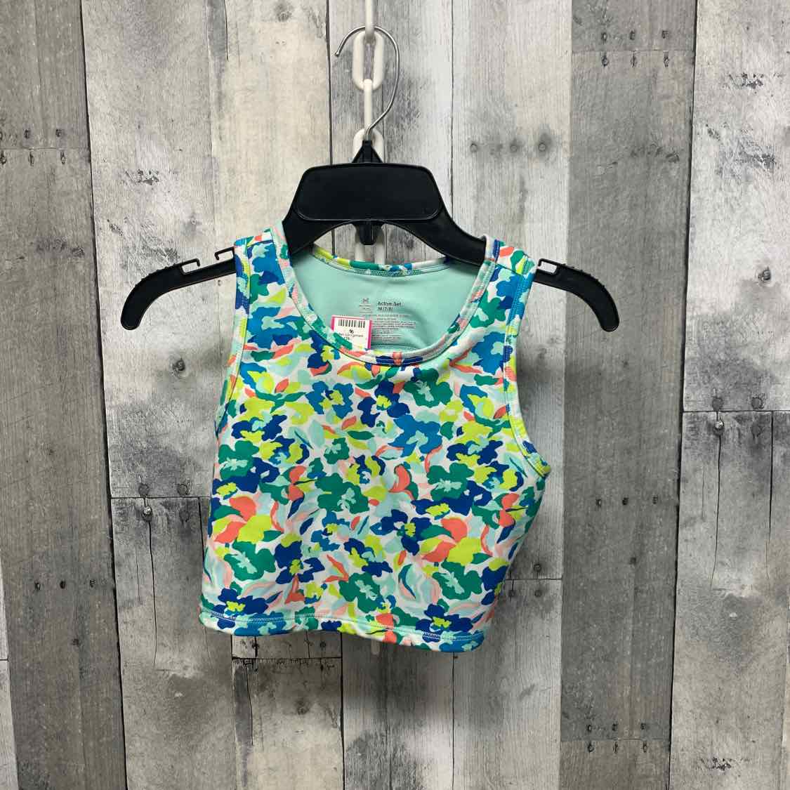 Size 7/8 Green Floral Print Members Mark Dance Top