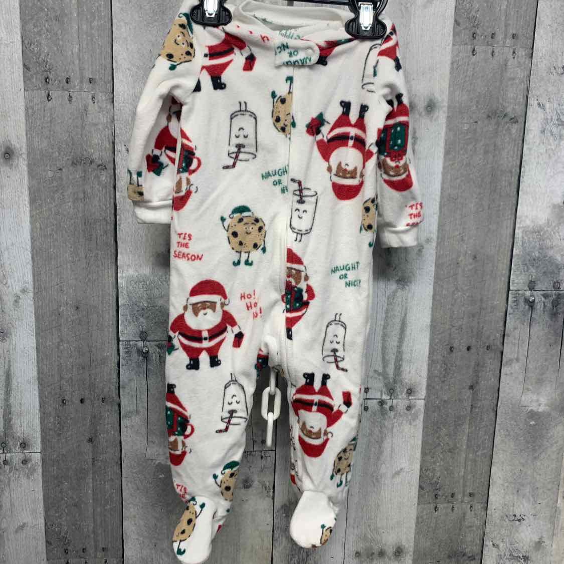 Size 9 Months White Print Carter's Footy PJs