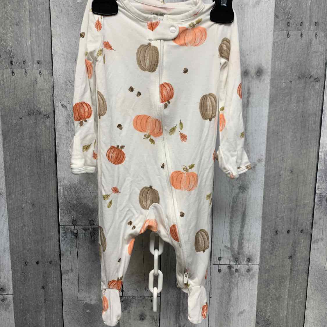 Size 3 Months White/Orange Just One You Footy PJs