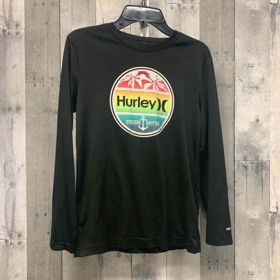 Size 10/12 Black Graphic Hurley Swim Top