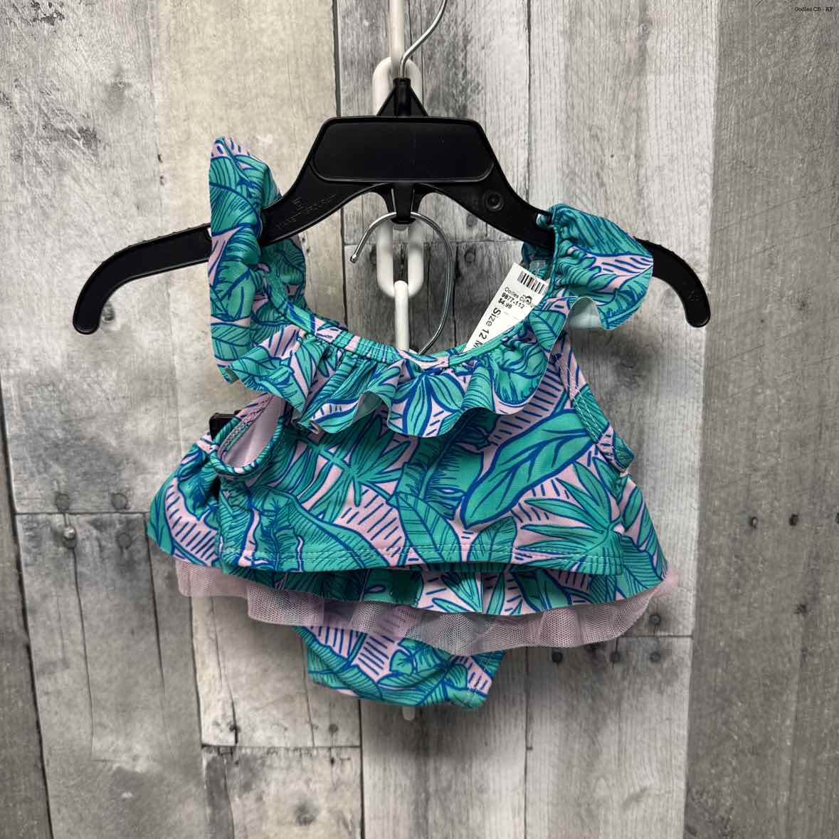 Size 12 Months Green/Purple Cat & Jack Swim Suit - 2pc+ - OodlesCB