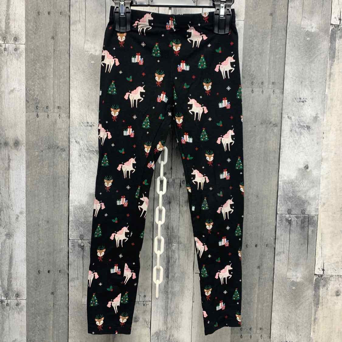 Size 7/8 Black Print Holiday Brands Leggings