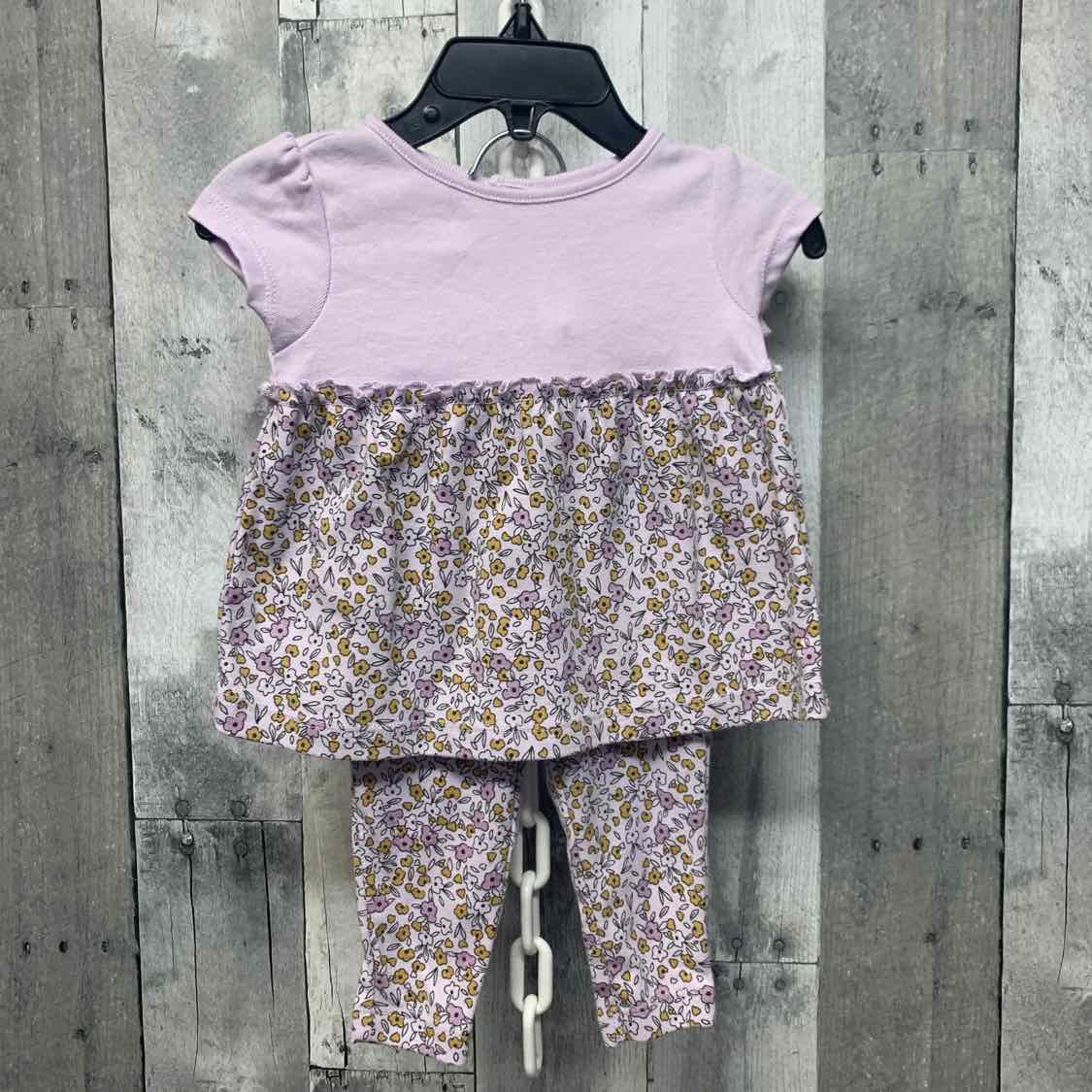 Size 3-6 Months Purple Floral Print Child of Mine Shirt/Leggings