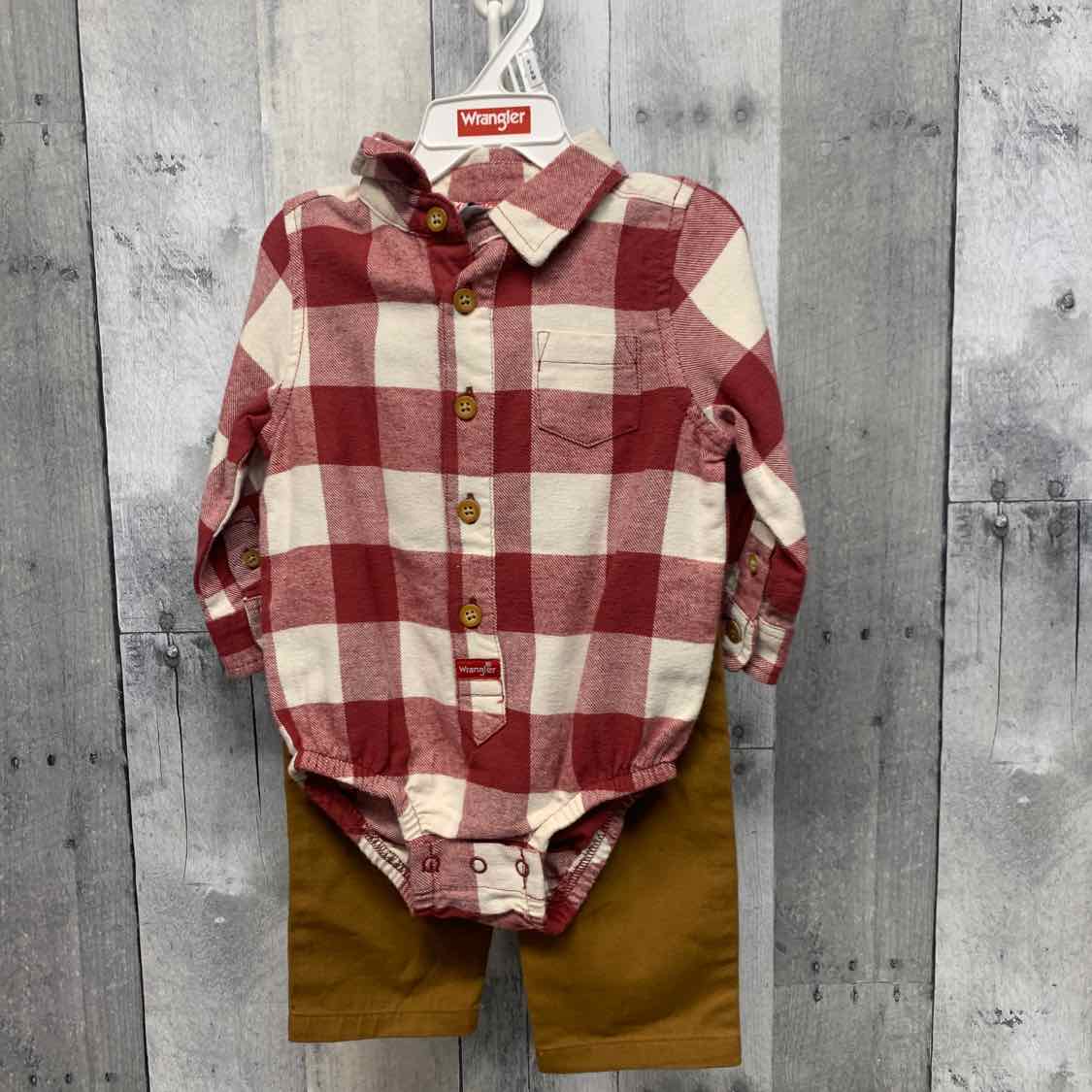 Size 6-9 Months Red/Brown Wrangler Shirt/Pants