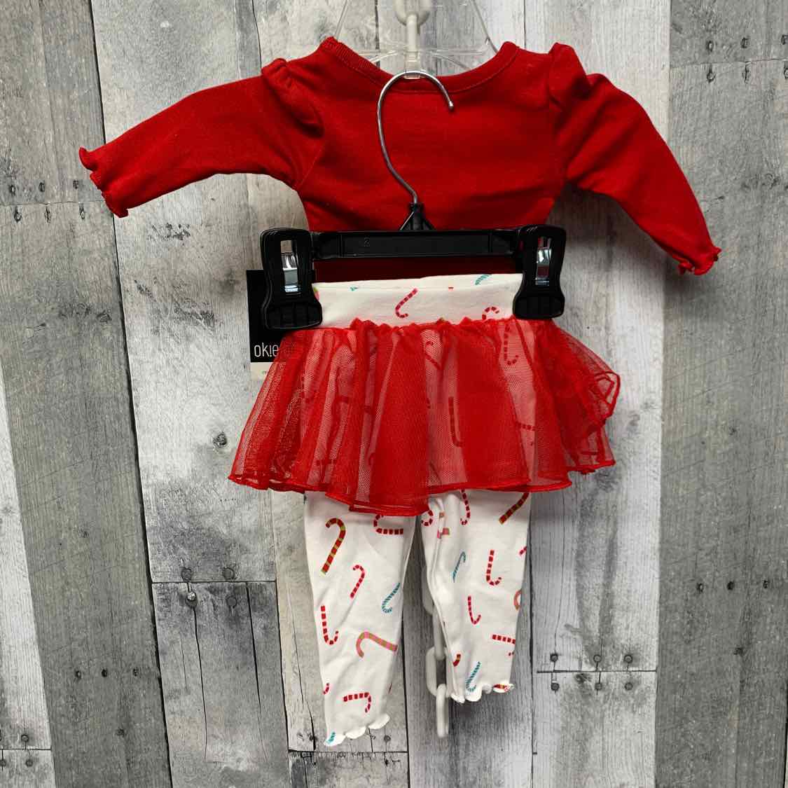 Size Newborn Red/White Okie Dokie Shirt/Leggings