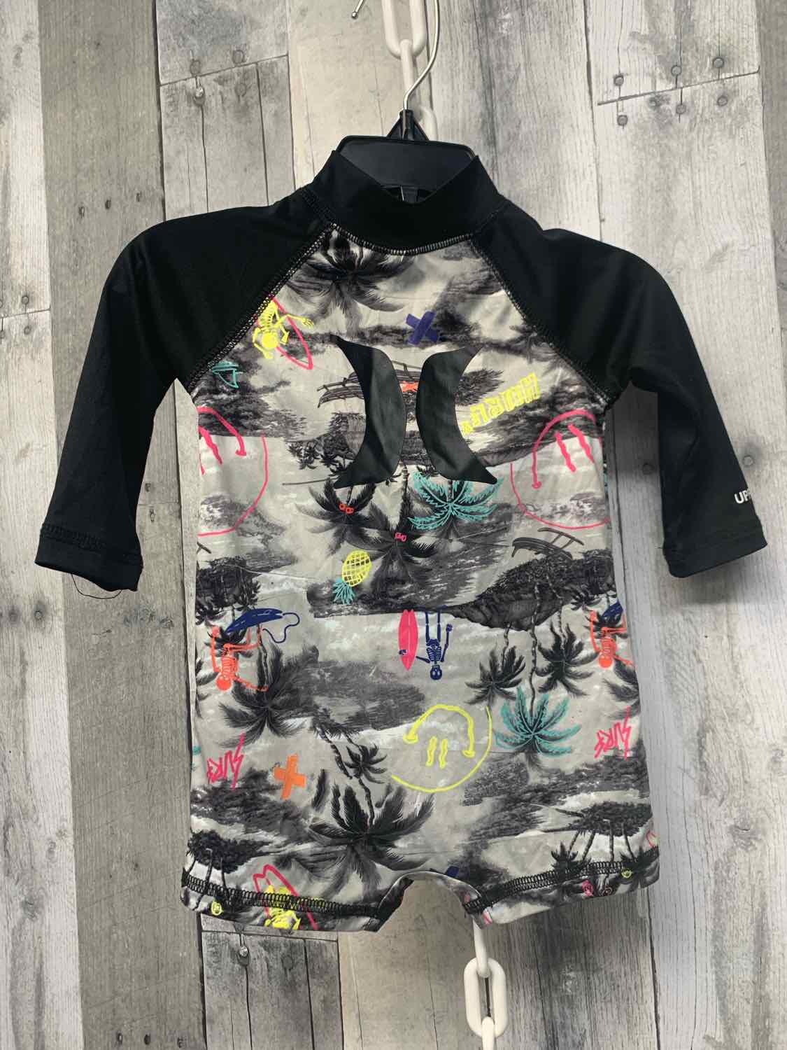 Size 3 Months Gray/Black Hurley 1pc Swim Suit - OodlesCB