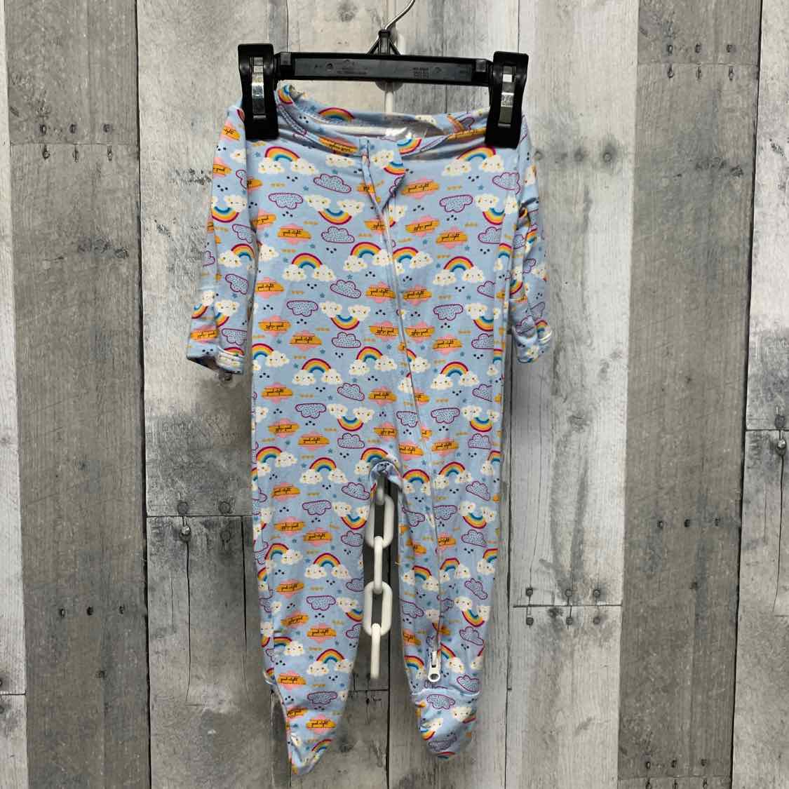 Size Newborn Blue Print Bamboo Footy PJs