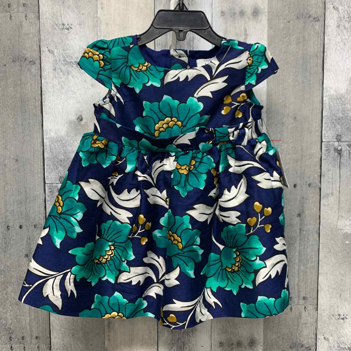 Size 12 Months Navy/Green Crown & Ivy Dress - Party