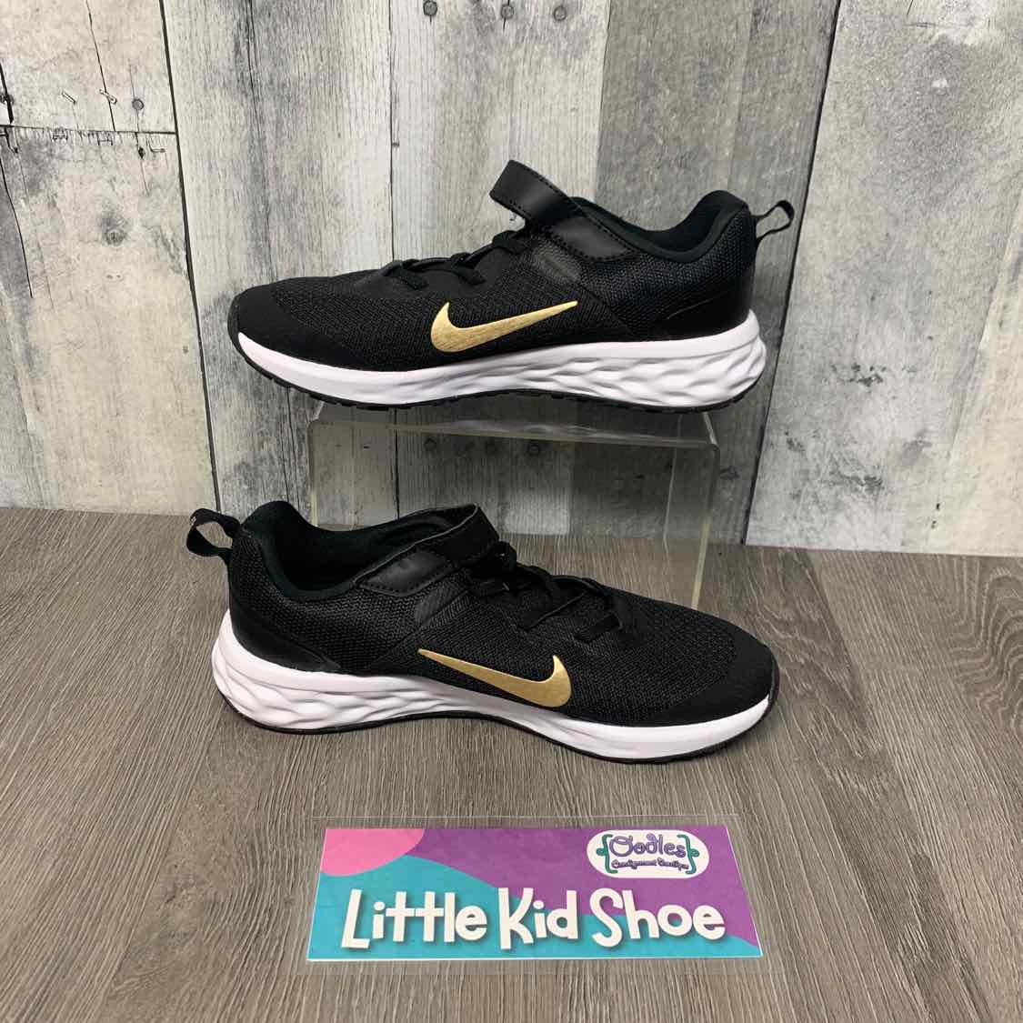 Size 3 Black/Gold Sport Brand Sneakers