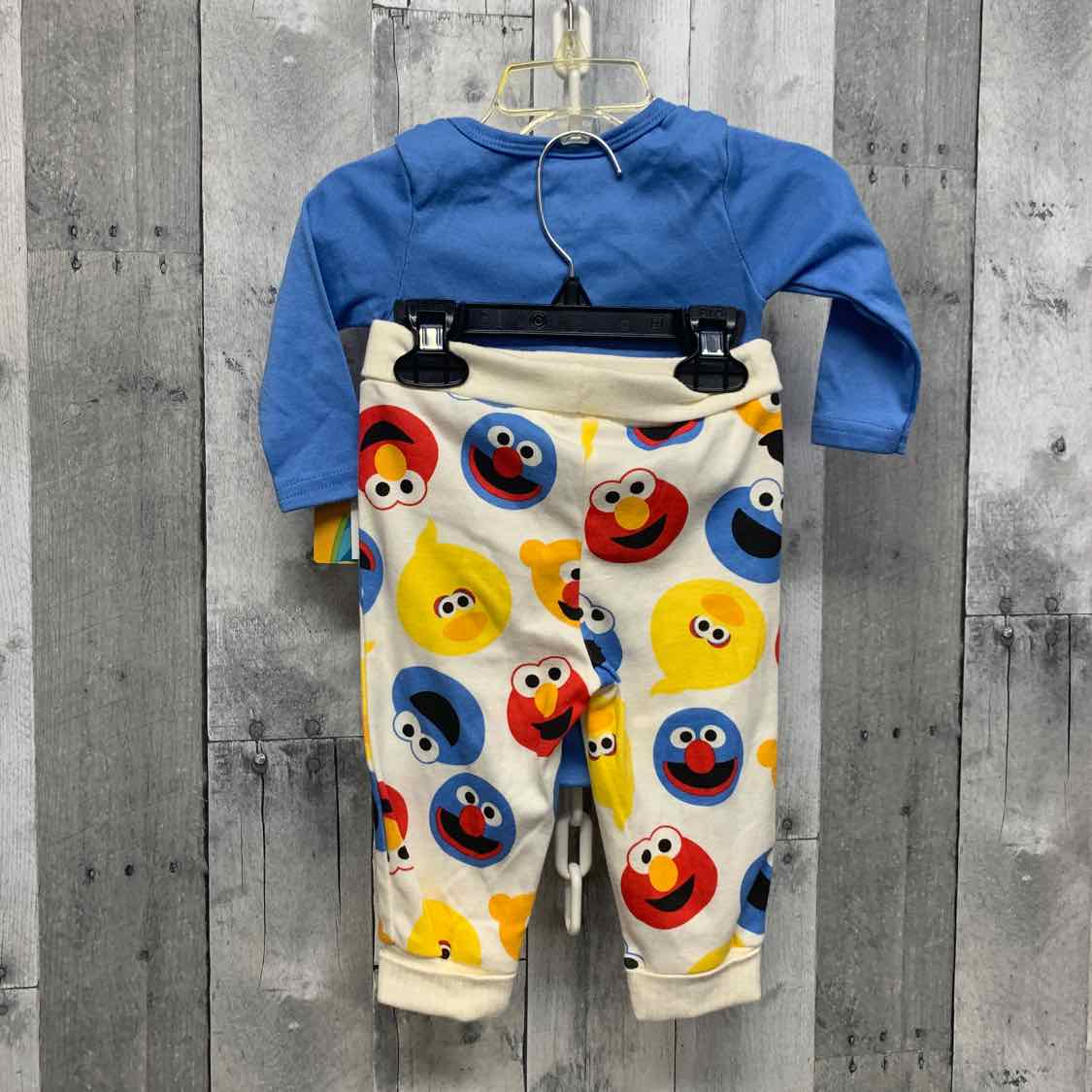 Size 9 Months Blue/White Sesame Street Shirt/Pants