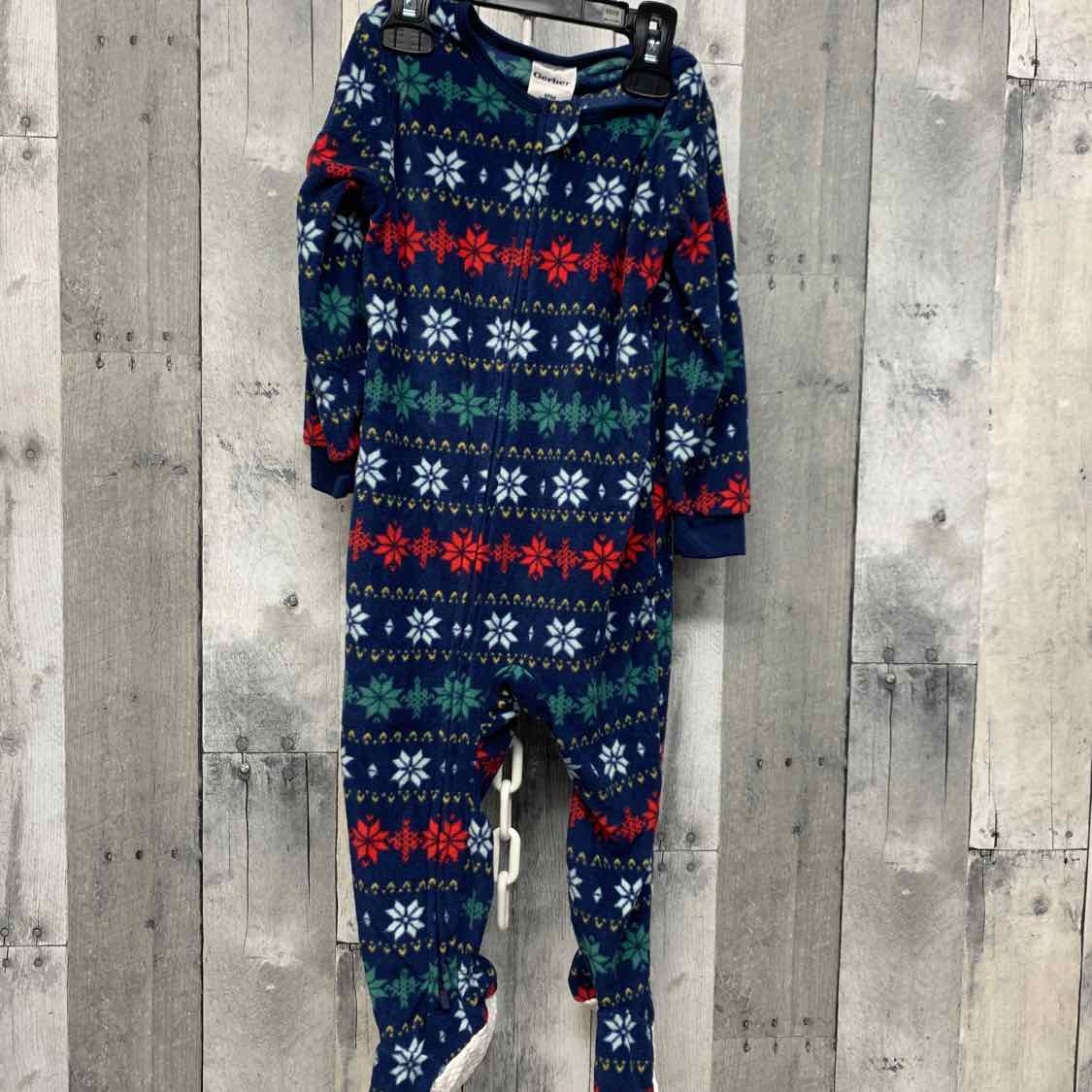 Size 2T Navy Print Gerber Footy PJs