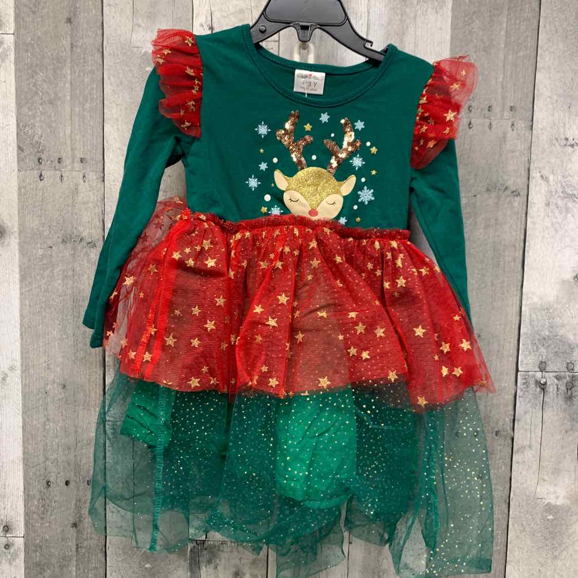 Size 2/3 Green/Red Holiday Brands LS Dress