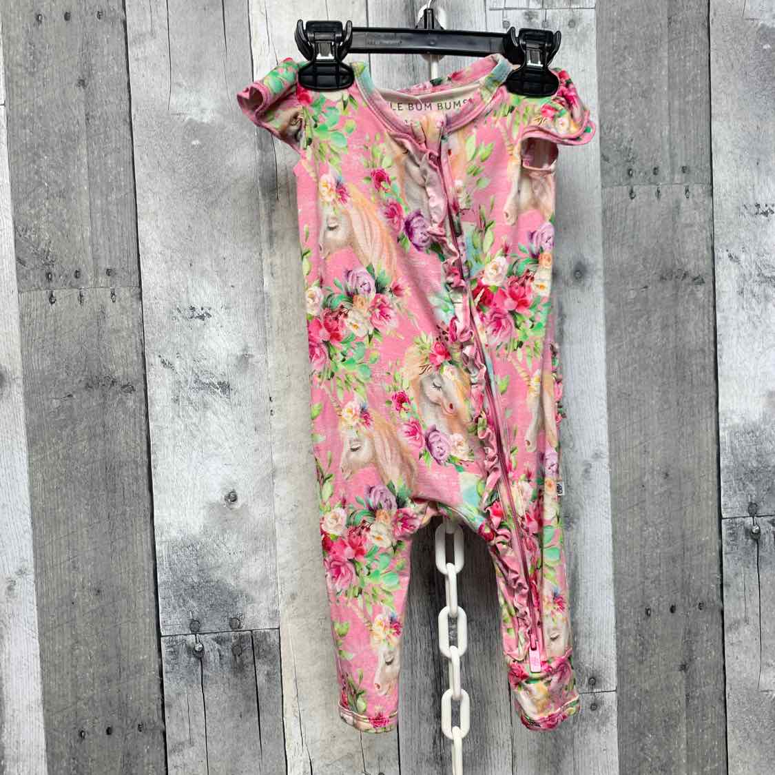 Size 3-6 Months Pink/Green Bamboo Romper - OodlesCB