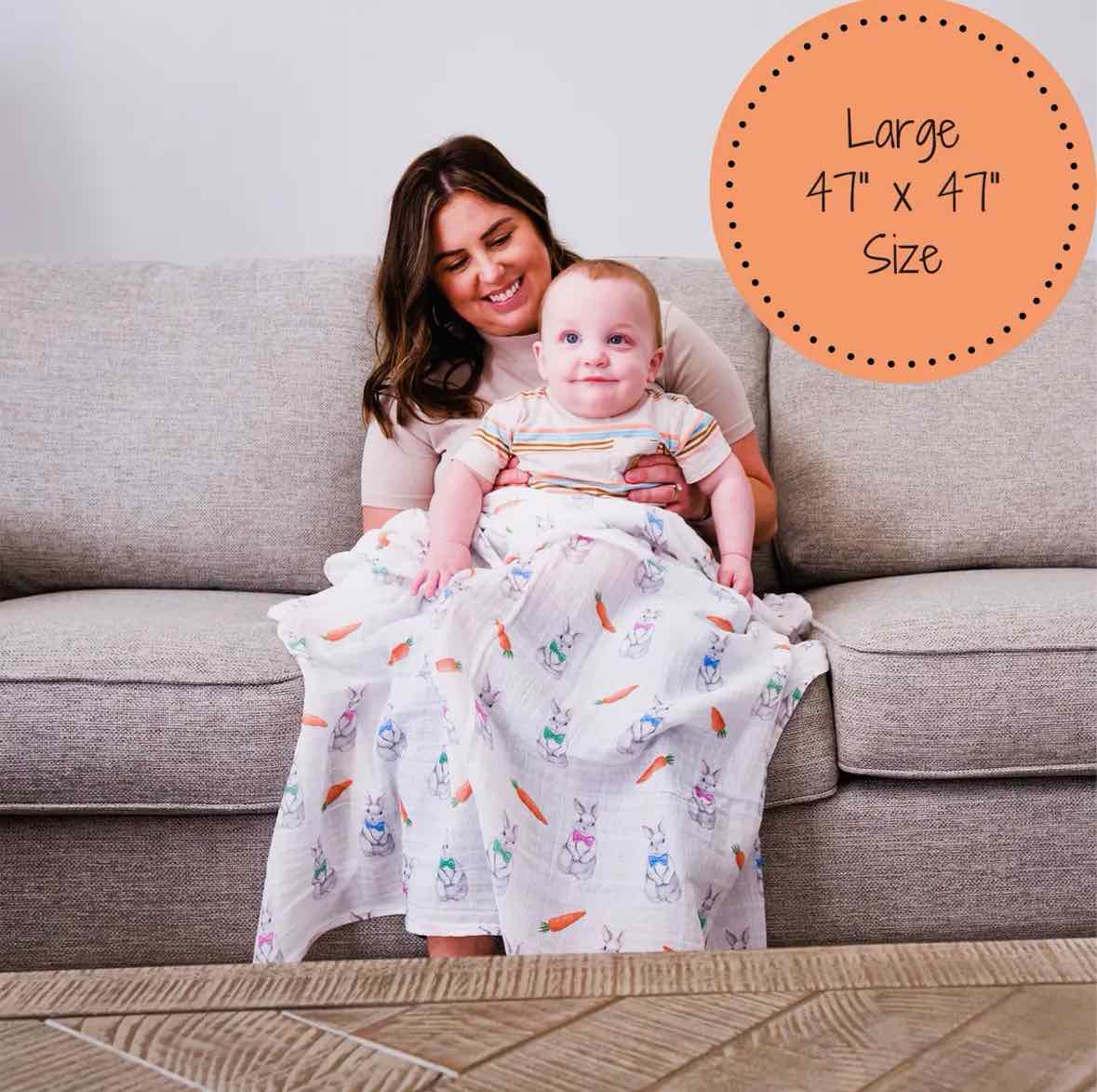 LollyBanks Hip Hip Bunny Easter Receiving Blanket