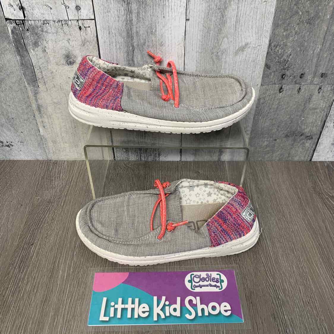Size 13 Gray/Pink Hey Dude Loafers