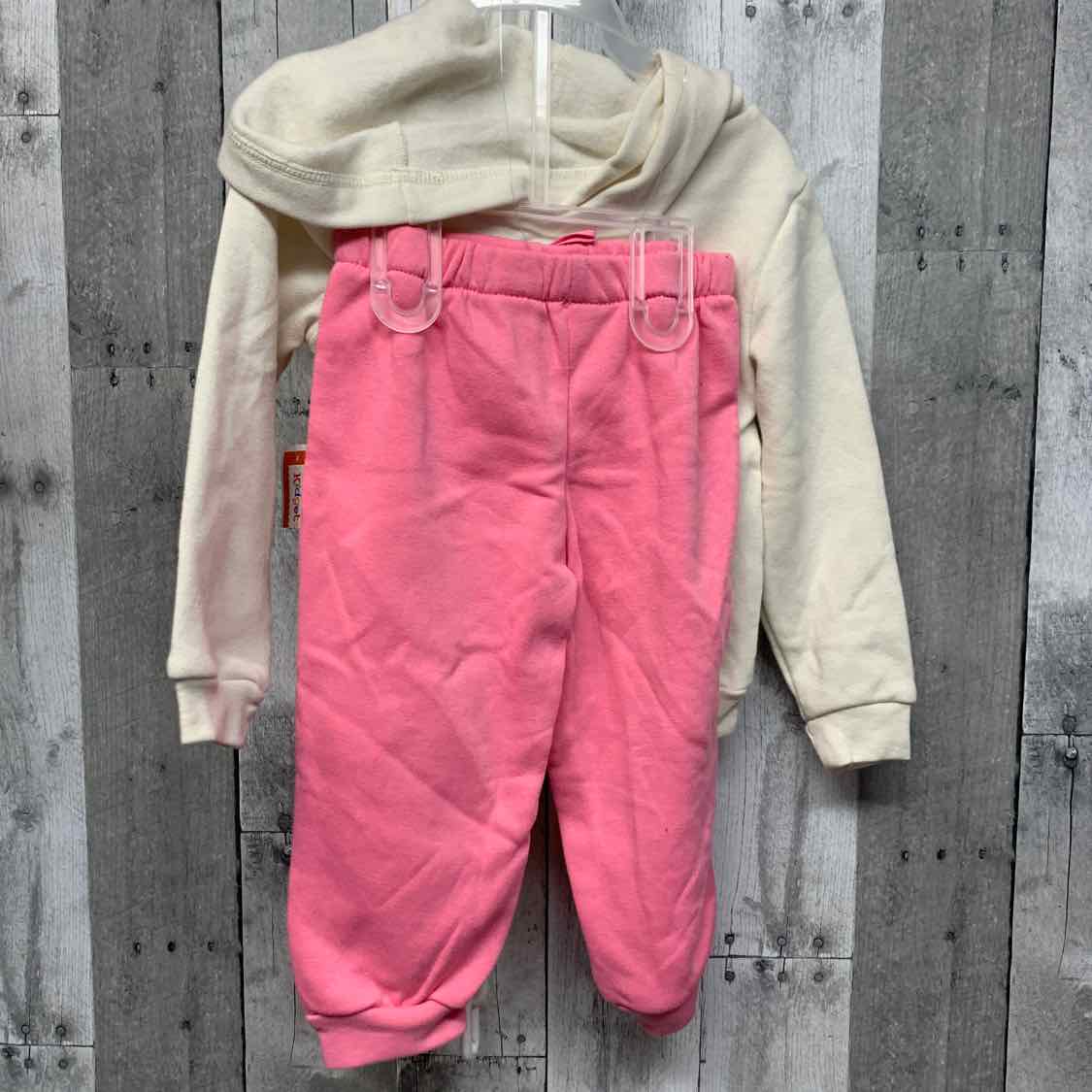 Size 2T White/Pink Kidgets Sweats - 2pc
