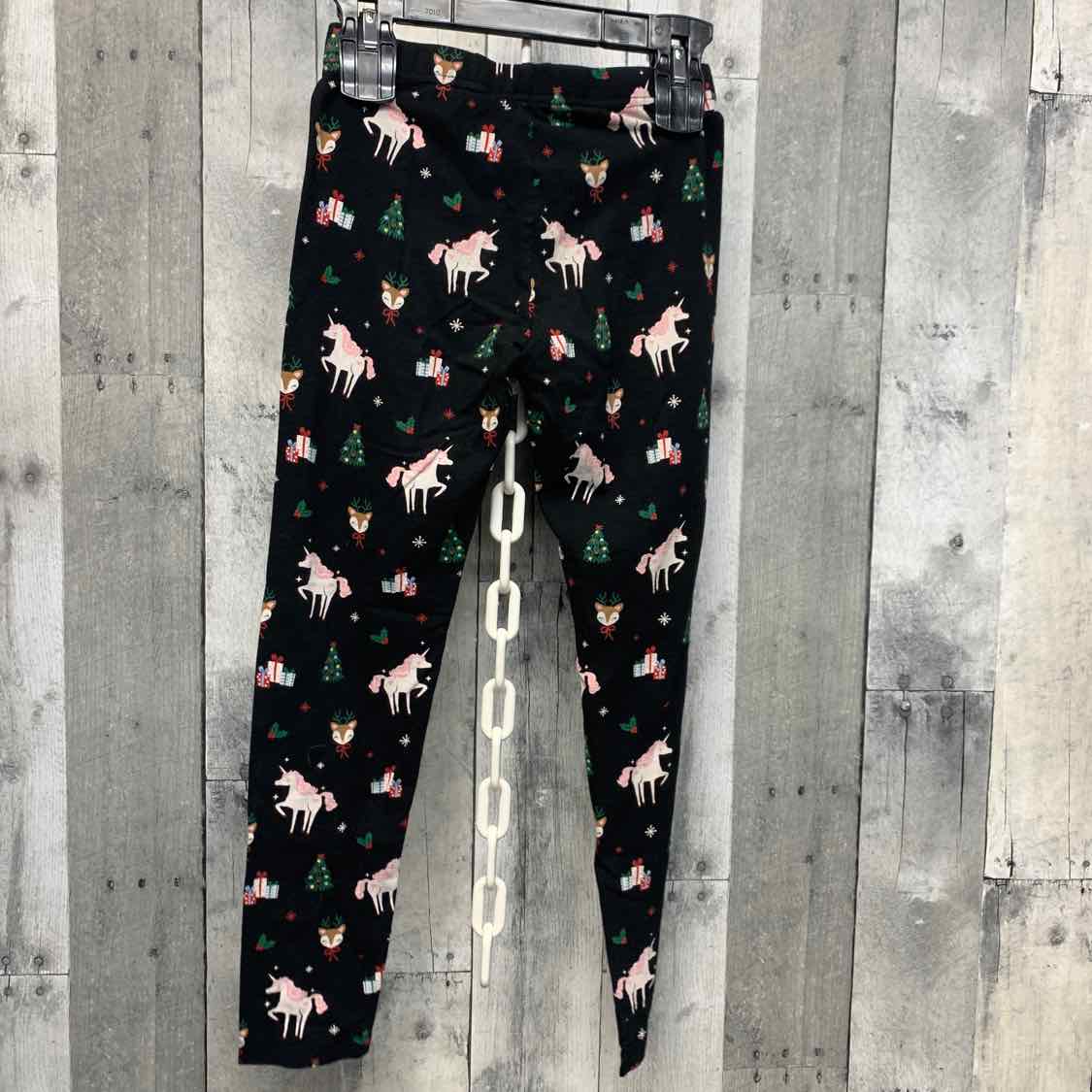 Size 7/8 Black Print Holiday Brands Leggings