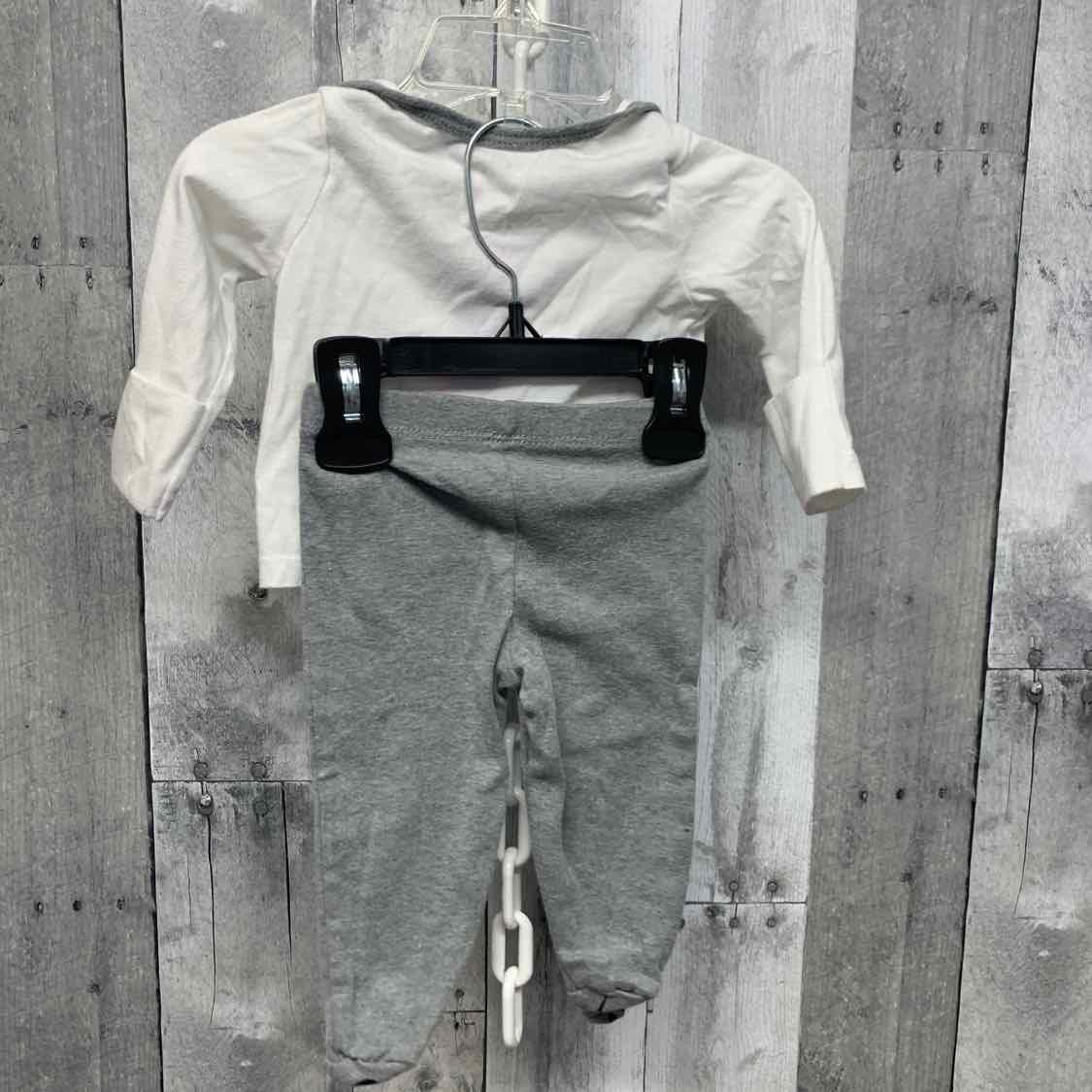 Size 3 Months White/Gray Sport Brand Shirt/Pants