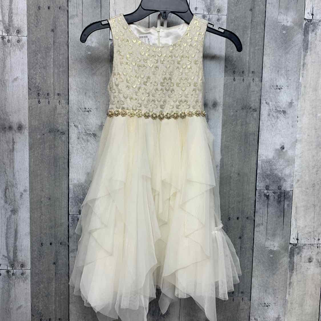 Size 5 Ivory/Gold American Princess Dress - Party