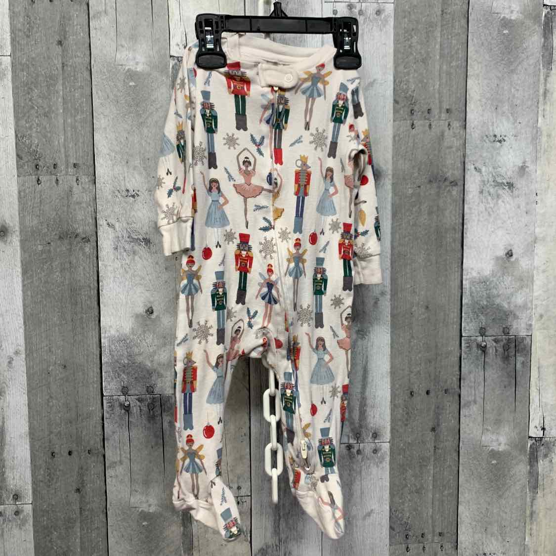 Size 9 Months White Print Carter's Footy PJs