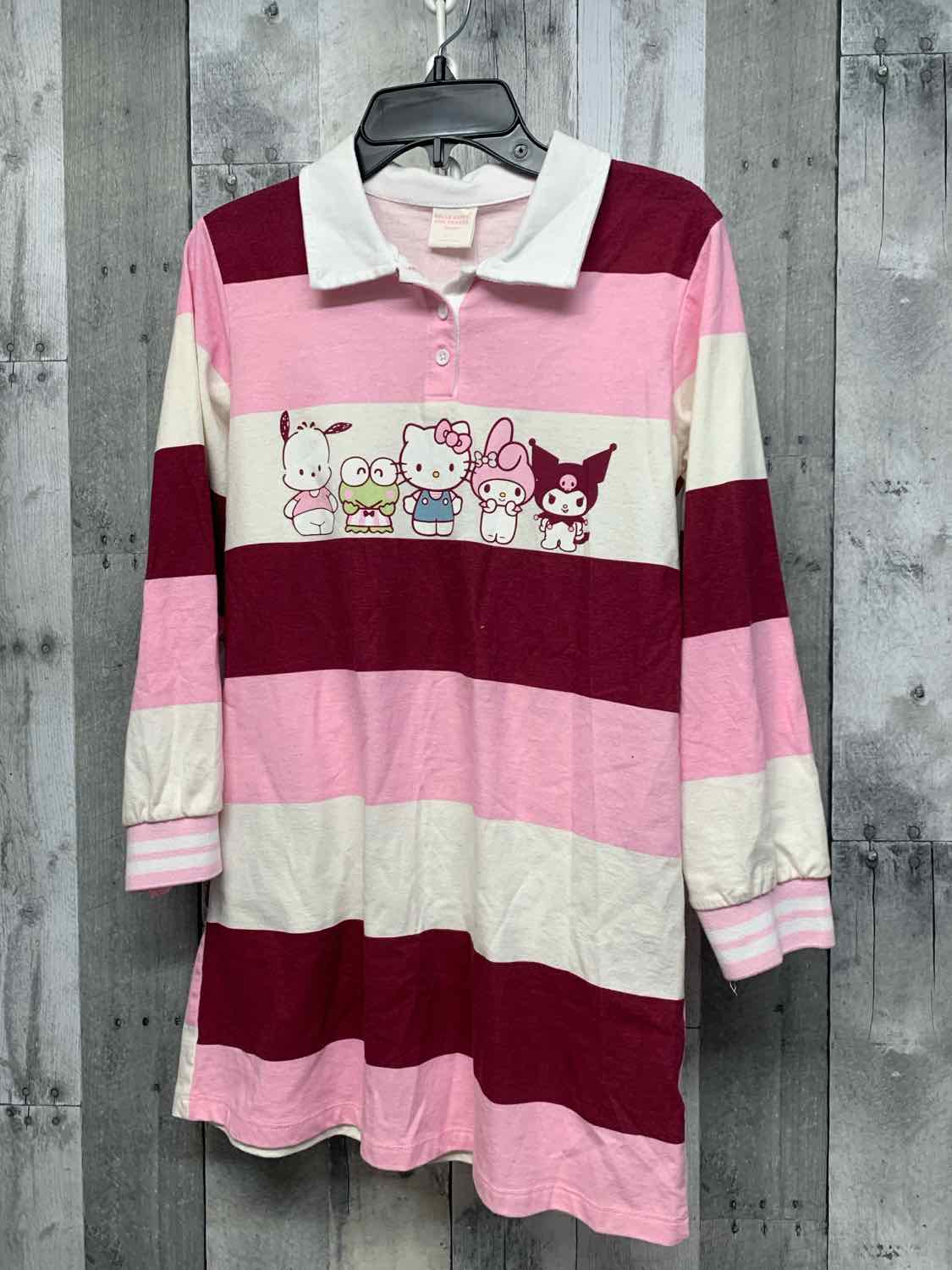 Size 14 Pink Striped Hello Kitty LS Dress