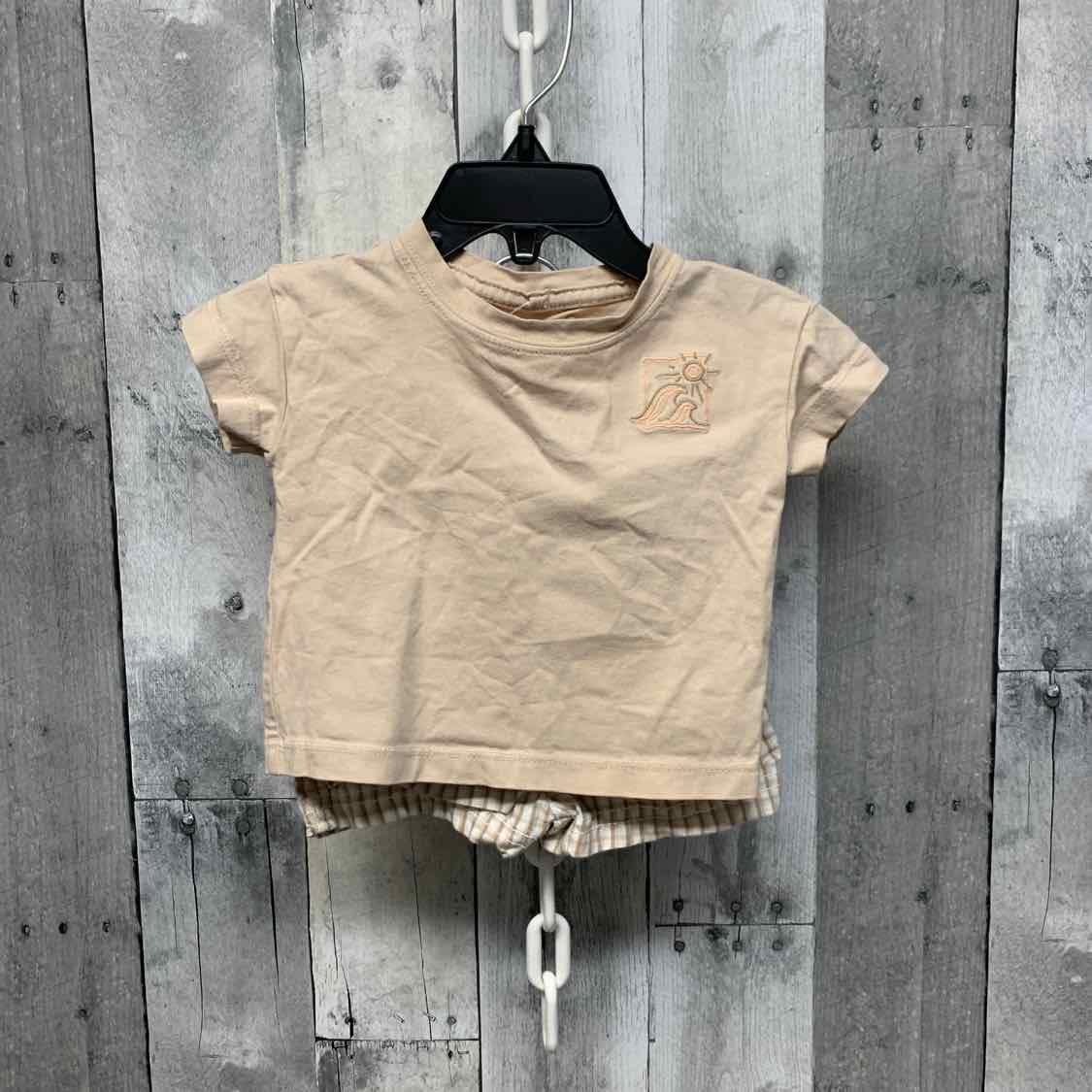Size 3 Months Tan Plaid Carter's Shirt/Shorts