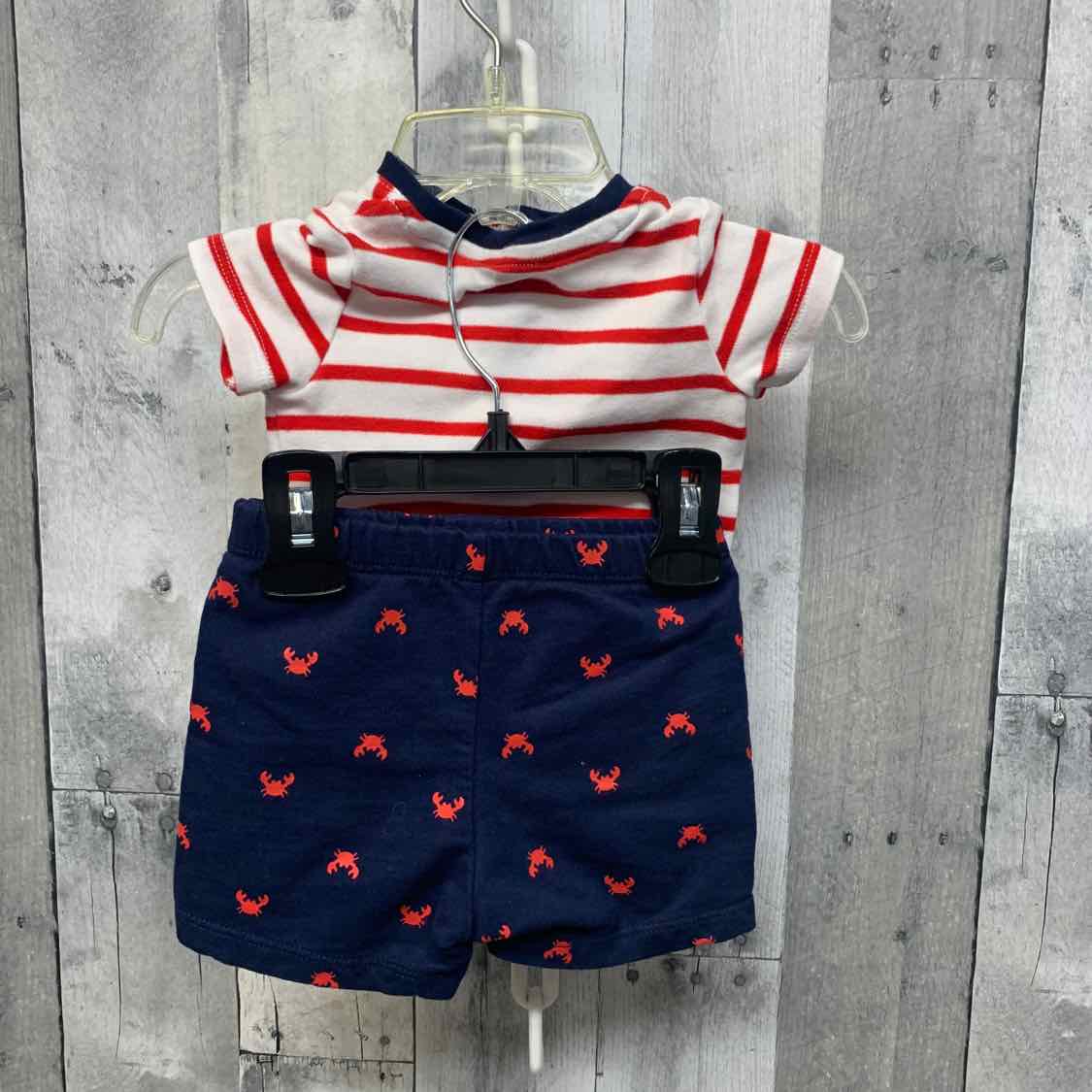 Size 3 Months Red/Navy Little Me Shirt/Shorts