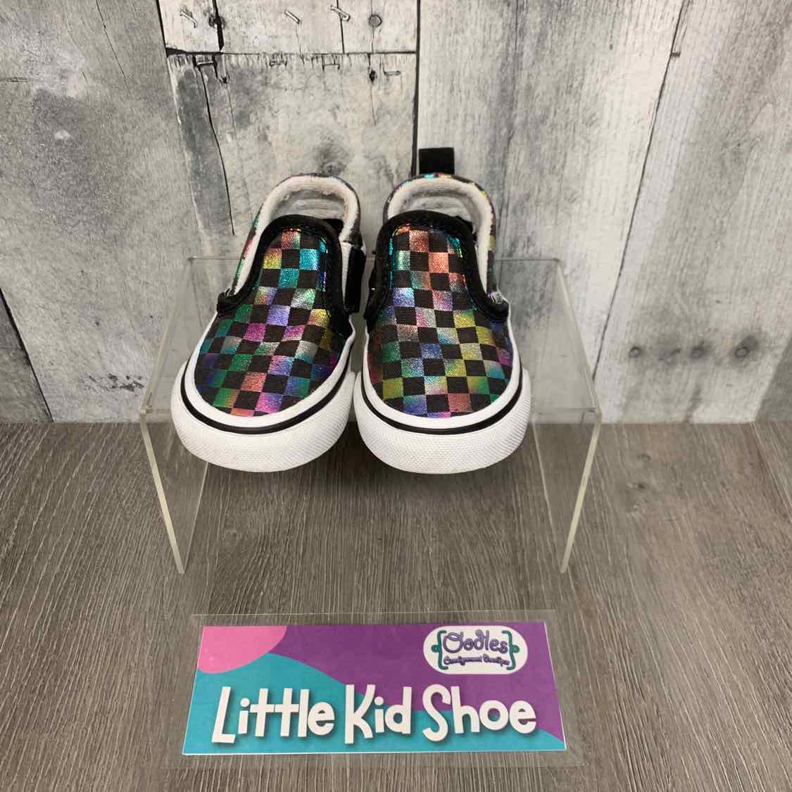 Size 4.5 Black Checker Vans Sneakers - OodlesCB