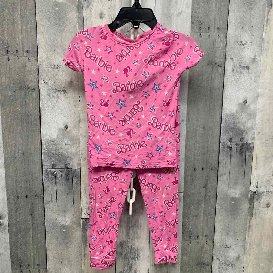 Size 2T Pink Print Barbie 2pc PJs