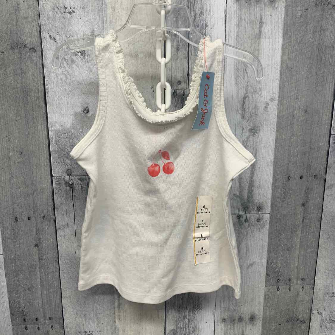 Size 6/7 White Graphic Cat & Jack Tank Top