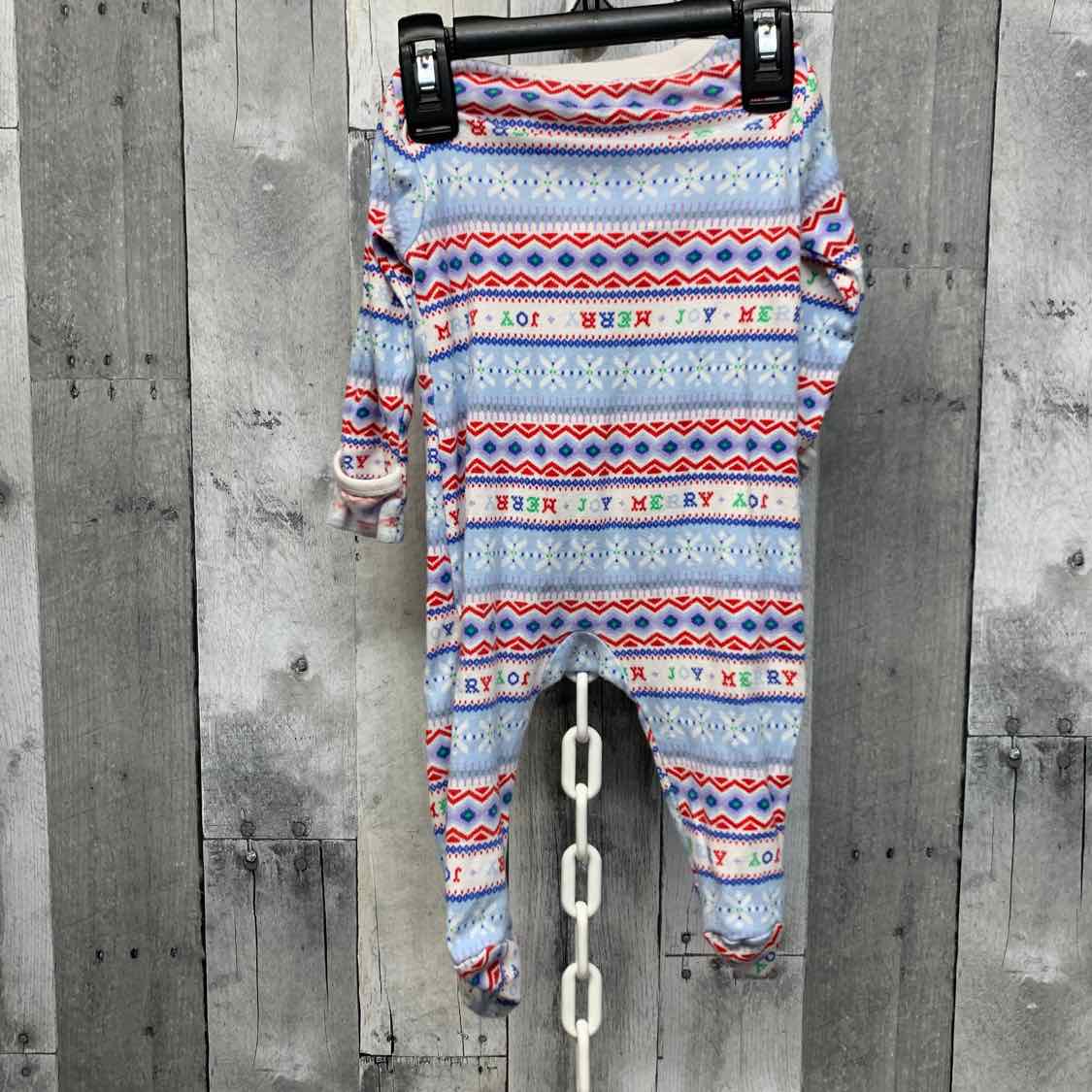 Size 6-9 Months Blue/White Old Navy Footy PJs