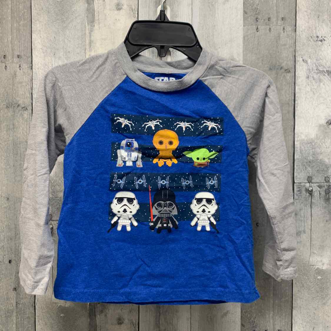 Size 5T Blue/Gray Star Wars Long Sleeve Shirt