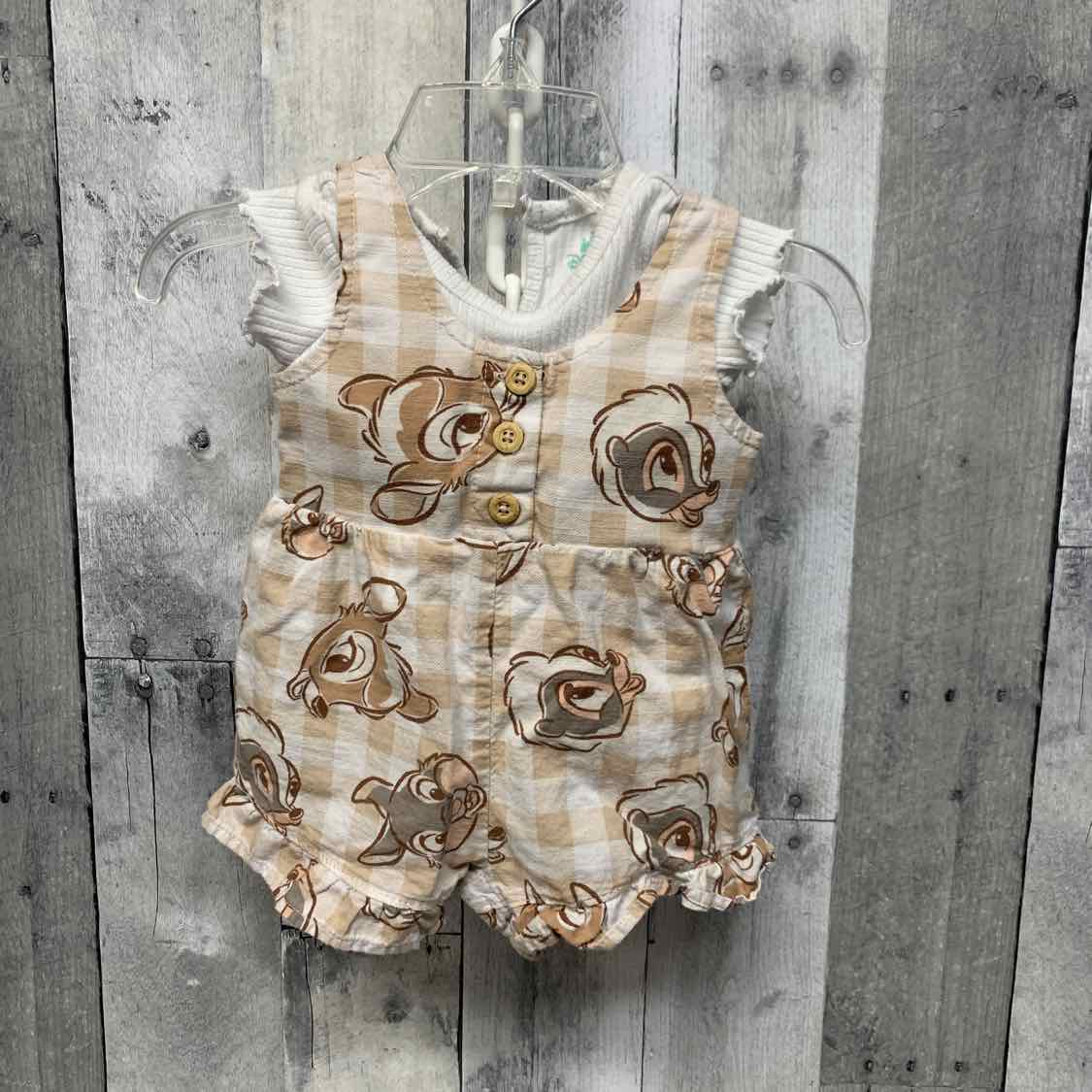 Size 0-3 Months White/Brown Disney Shirt/Jumper