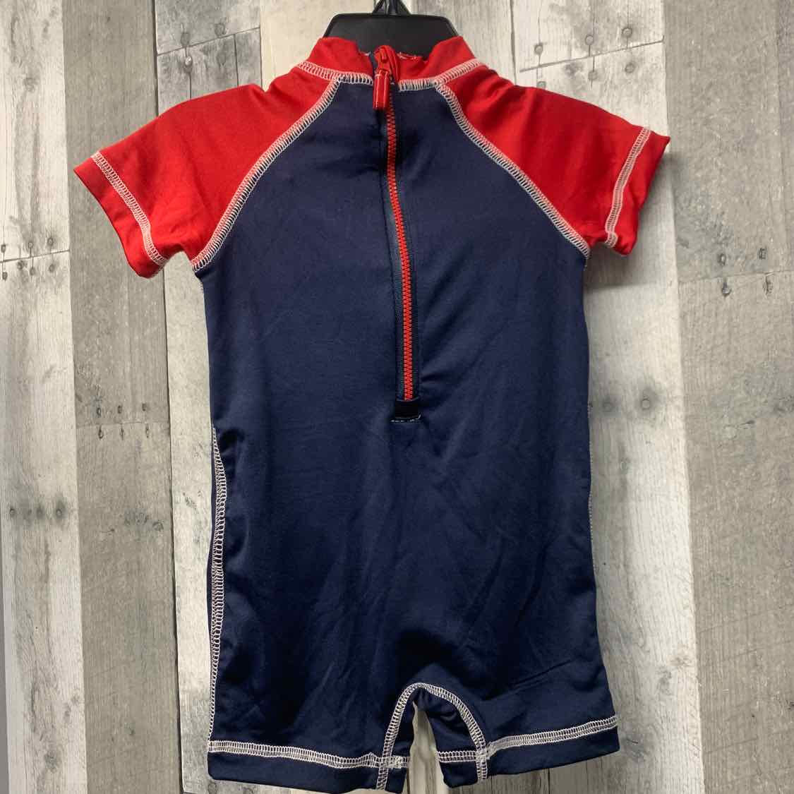 Size 6-9 Months Navy/Red B Brand 1pc Swim Suit