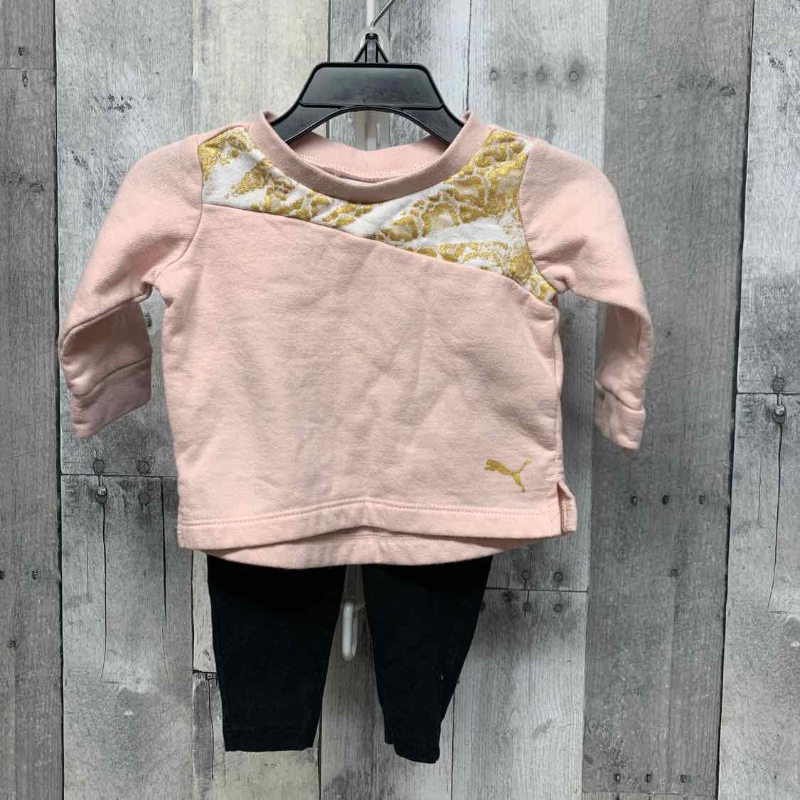 Size 0-3 Months Pink/Black Puma Shirt/Leggings