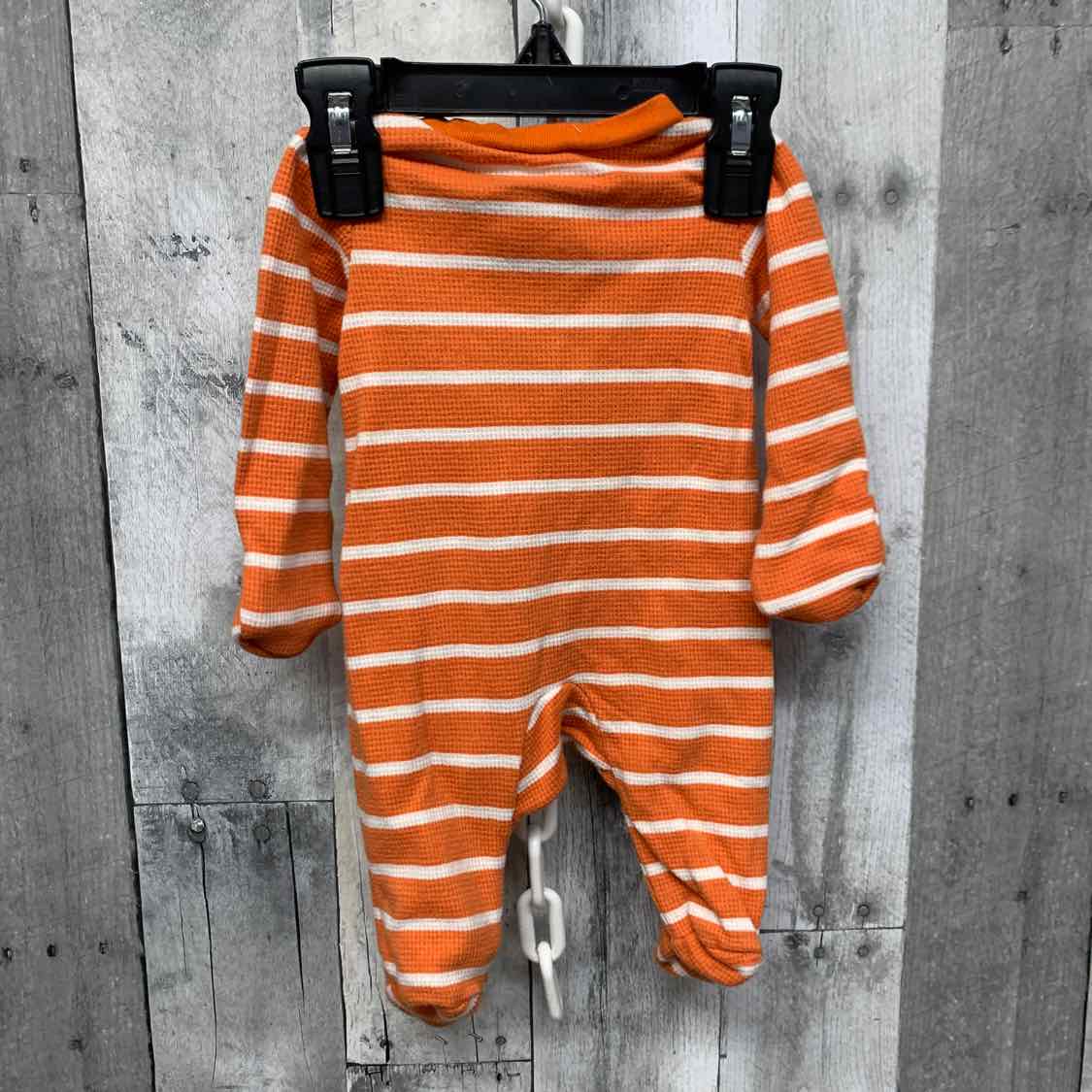 Size Newborn Orange Striped Just One You Footy PJs