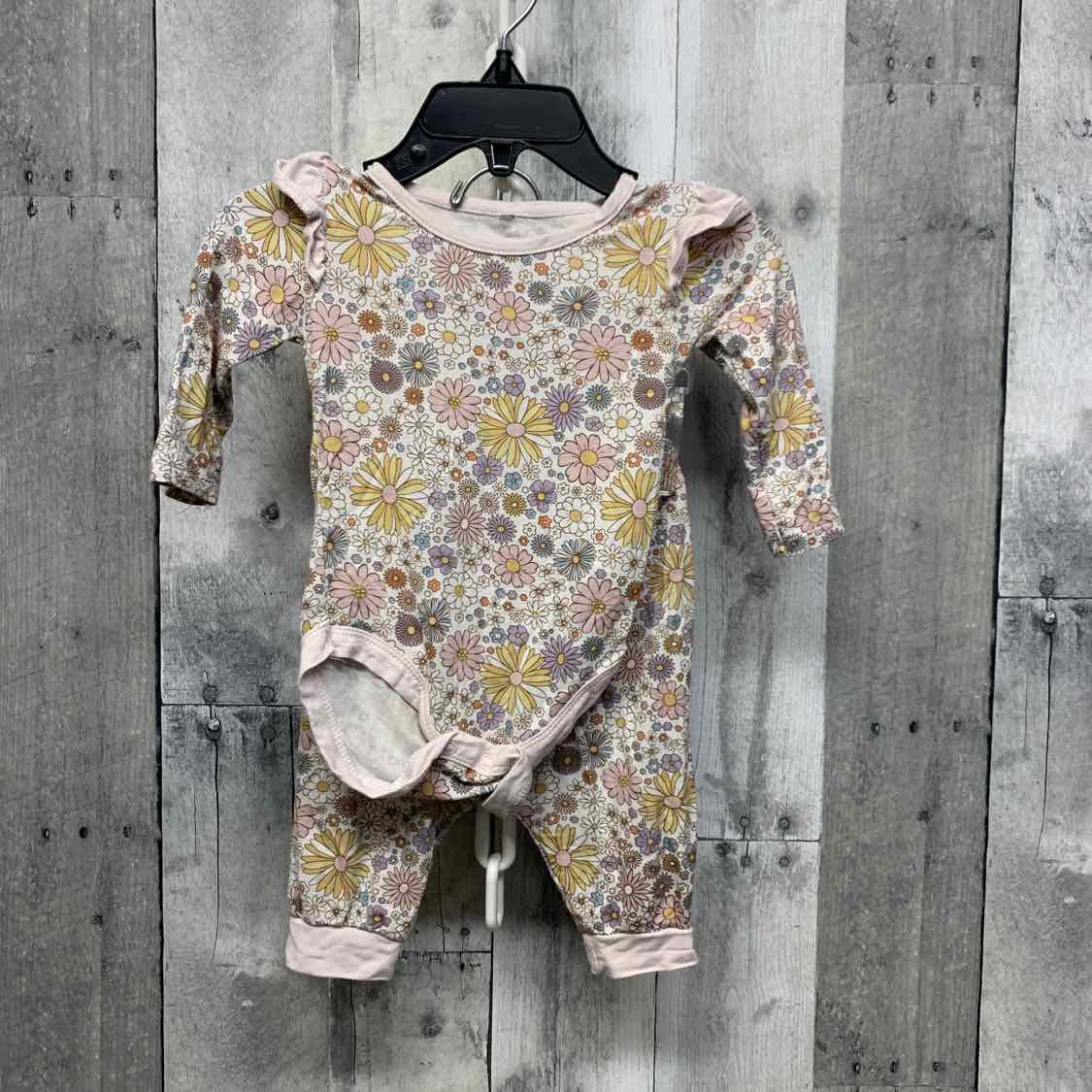 Size 0-3 Months Purple Floral Print Boutique Brand Shirt/Pants